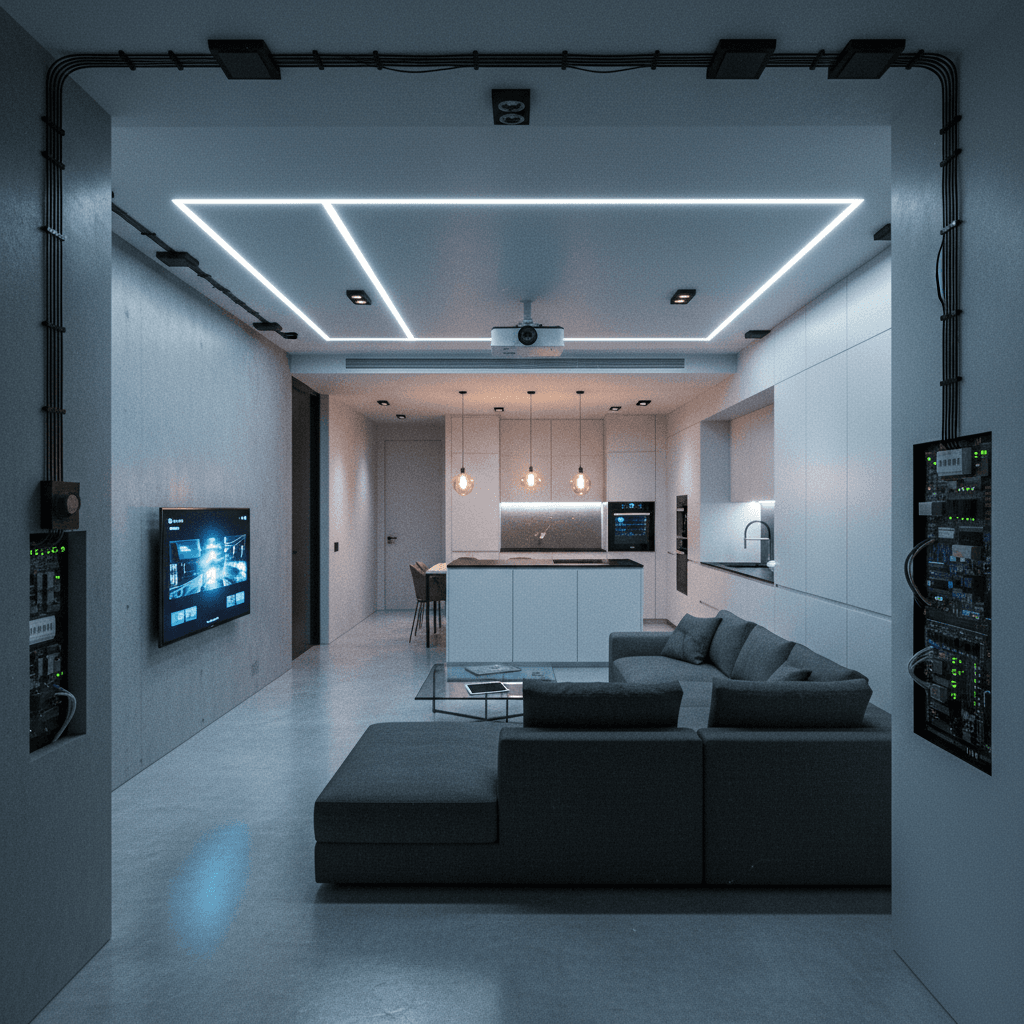 Modern residential building with smart home automation